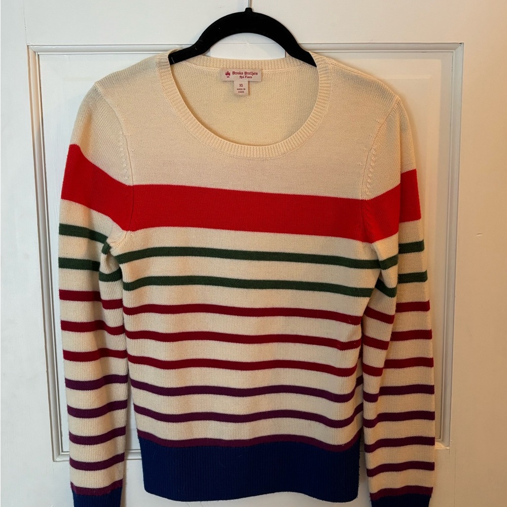 Brooks Bros Cashmere Striped Multicolor Sweater